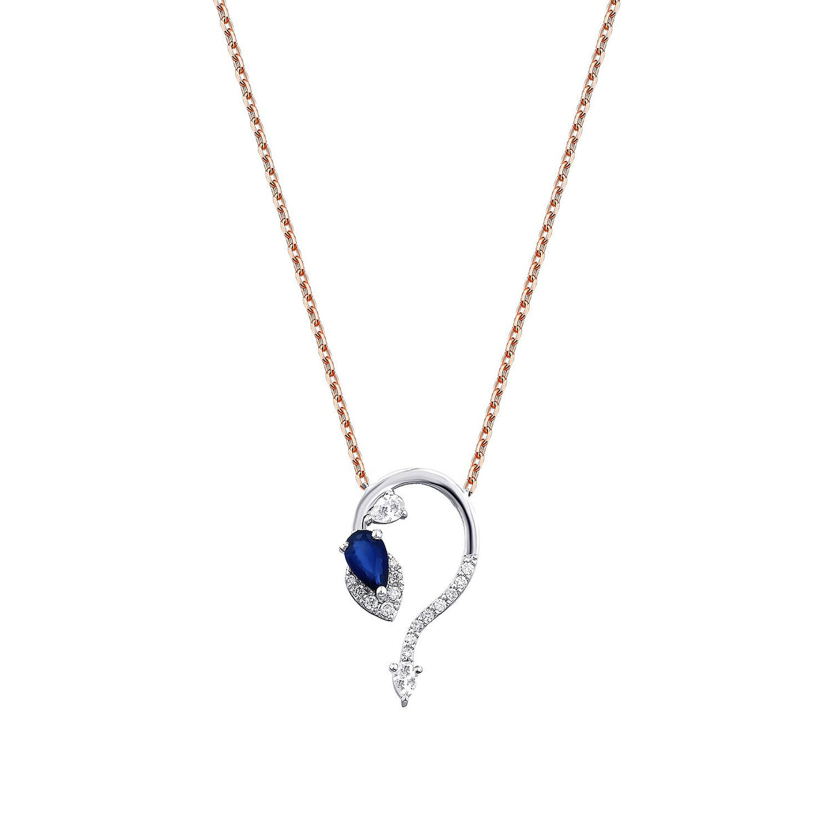 0,40 Carat Diamond Sapphire Necklace