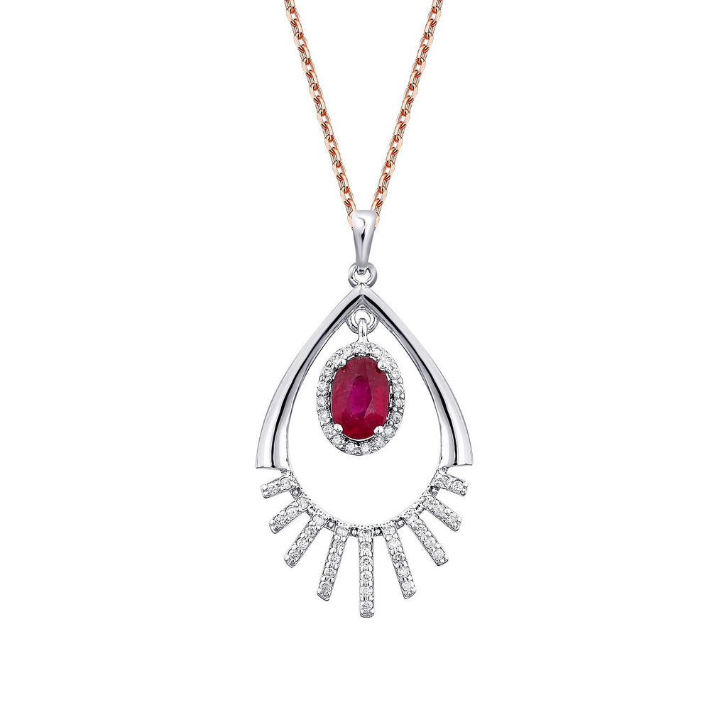 0,96 Carat Diamond Ruby Necklace