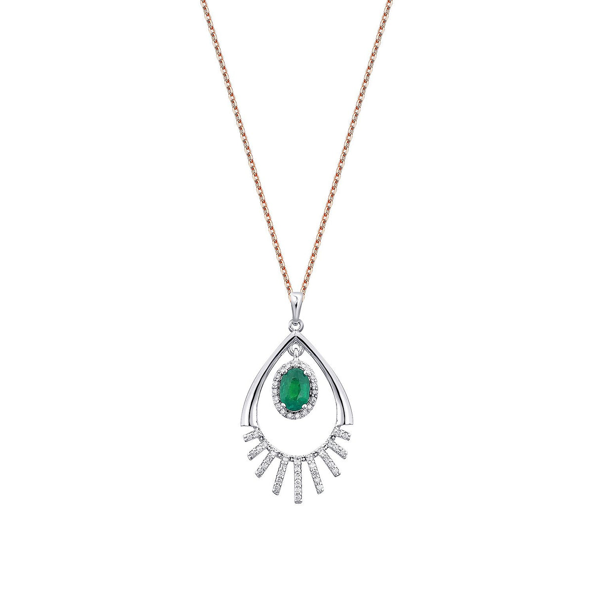 0,65 Carat Diamond Emerald Necklace