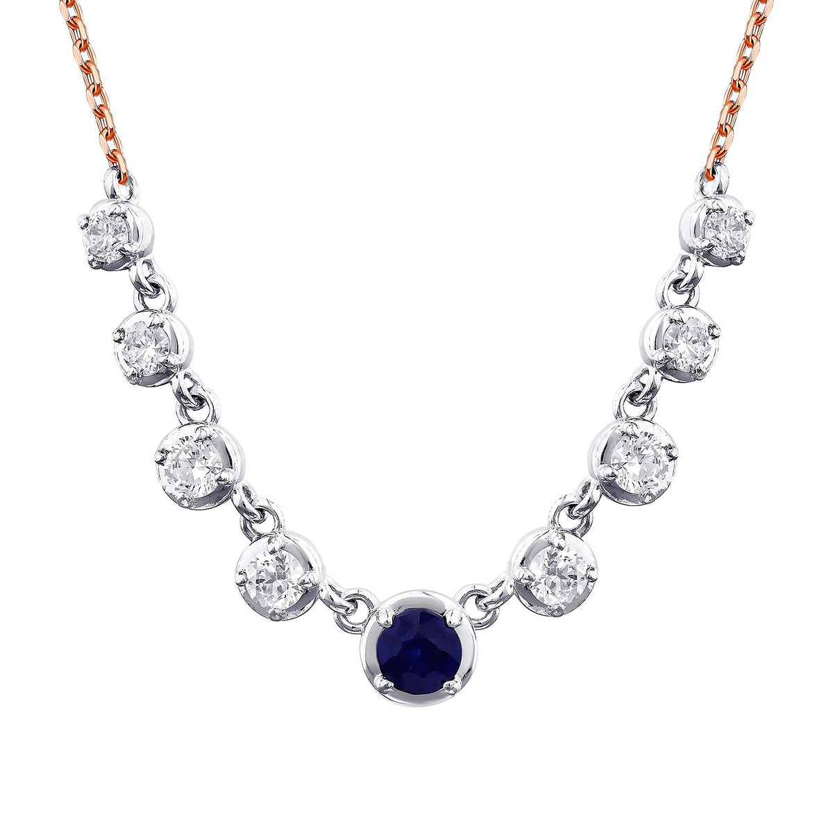 0,97 Carat Diamond Sapphire Necklace