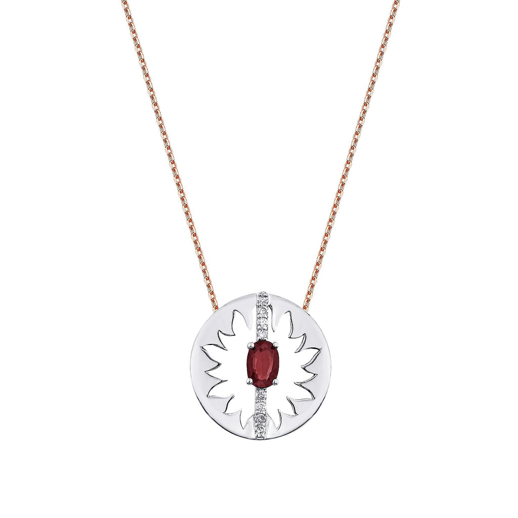 0,86 Carat Diamond Ruby Necklace