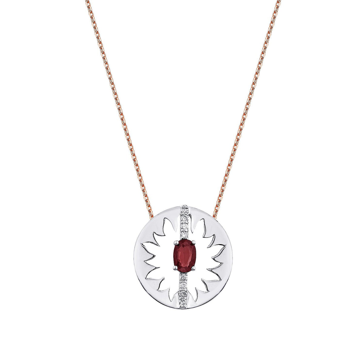 0,86 Carat Diamond Ruby Necklace