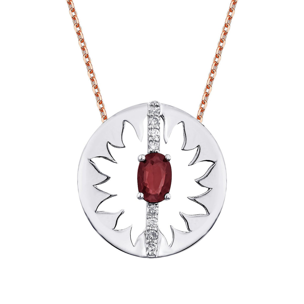0,86 Carat Diamond Ruby Necklace