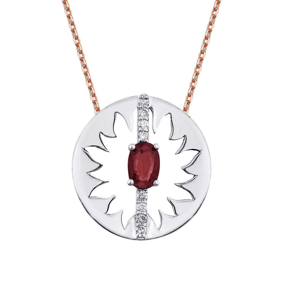 0,86 Carat Diamond Ruby Necklace