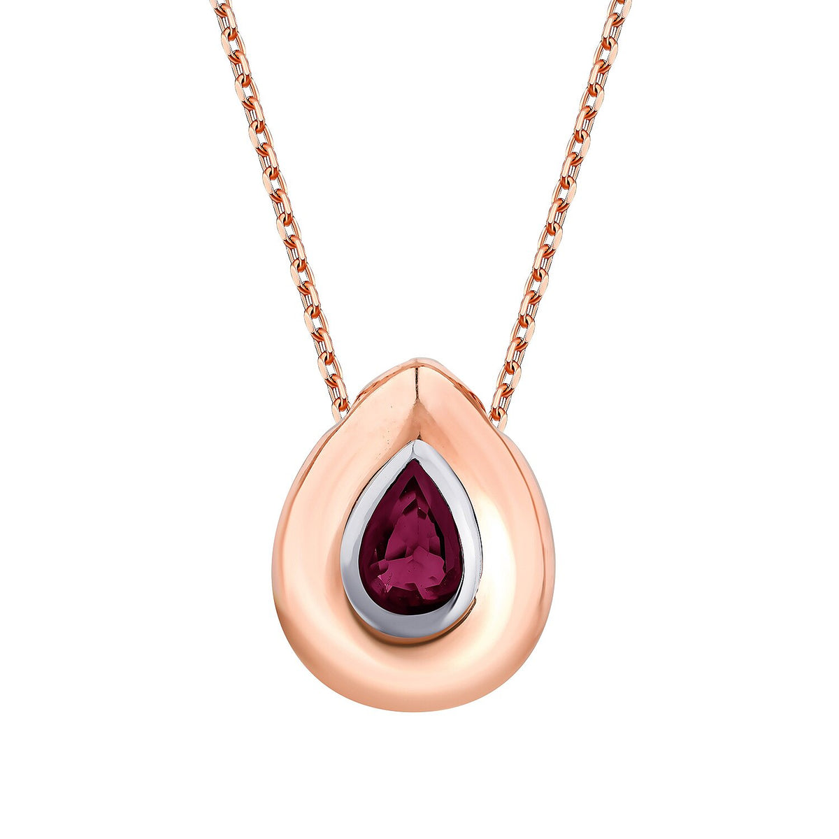 0,59 Carat Pear Ruby Necklace