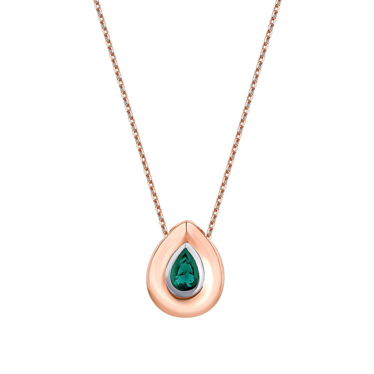0,33 Carat Pear Emerald Necklace