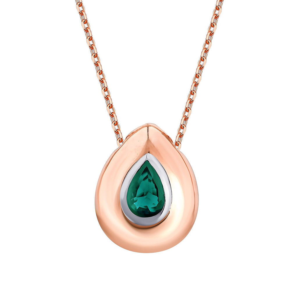 0,33 Carat Pear Emerald Necklace