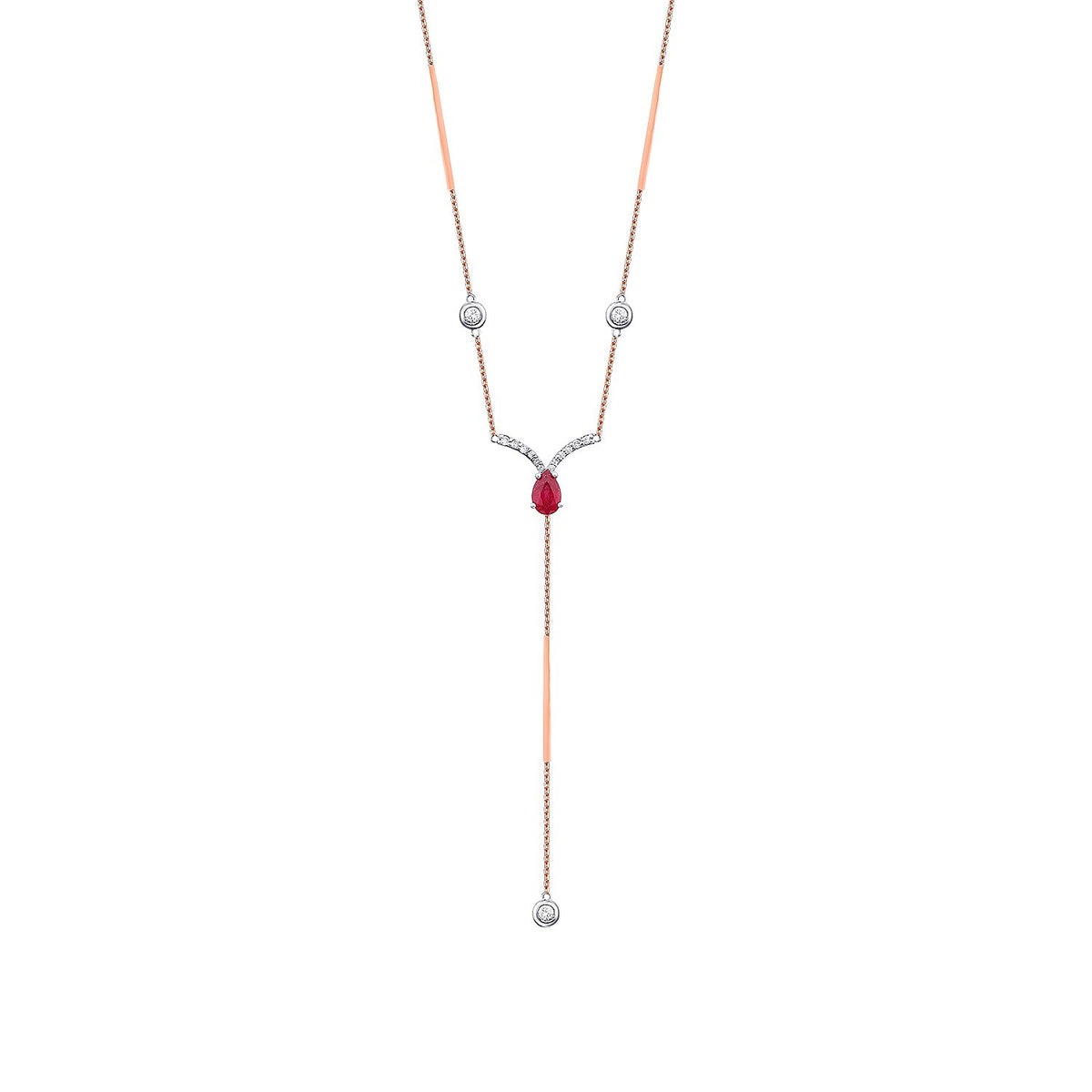 0,89 Carat Diamond Ruby Necklace