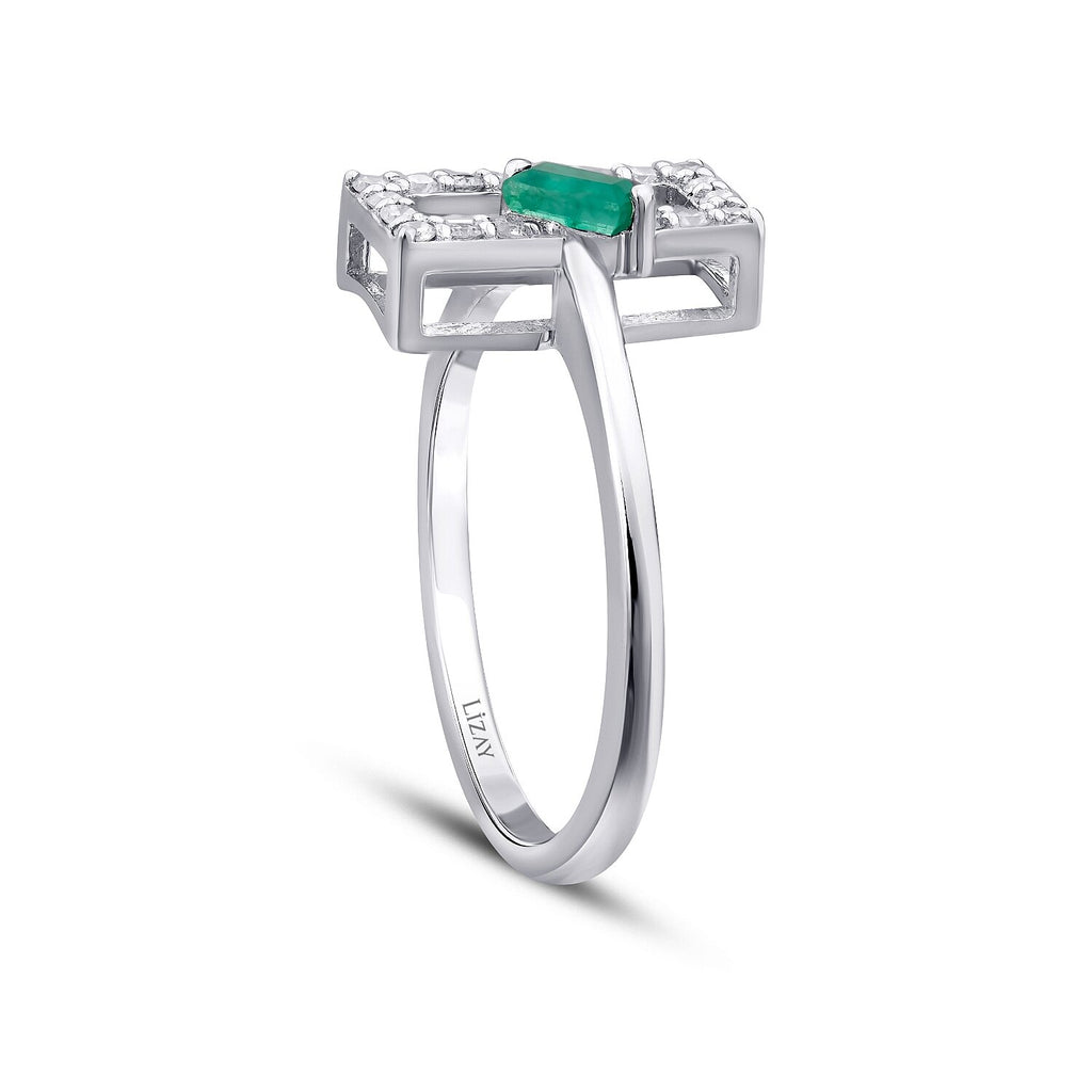 0,31 Carat Diamond Emerald Ring