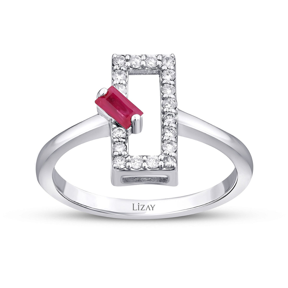 0,34 Carat Diamond Ruby Ring