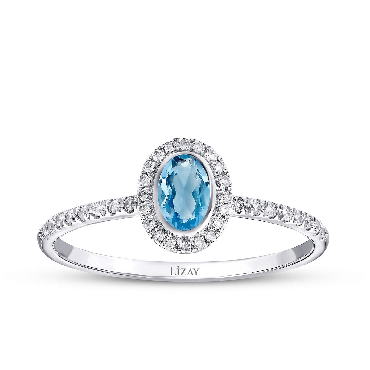 0,40 Carat Diamond Blue Topaz Ring