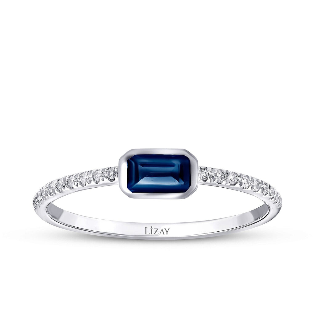0,43 Carat Diamond Sapphire Ring