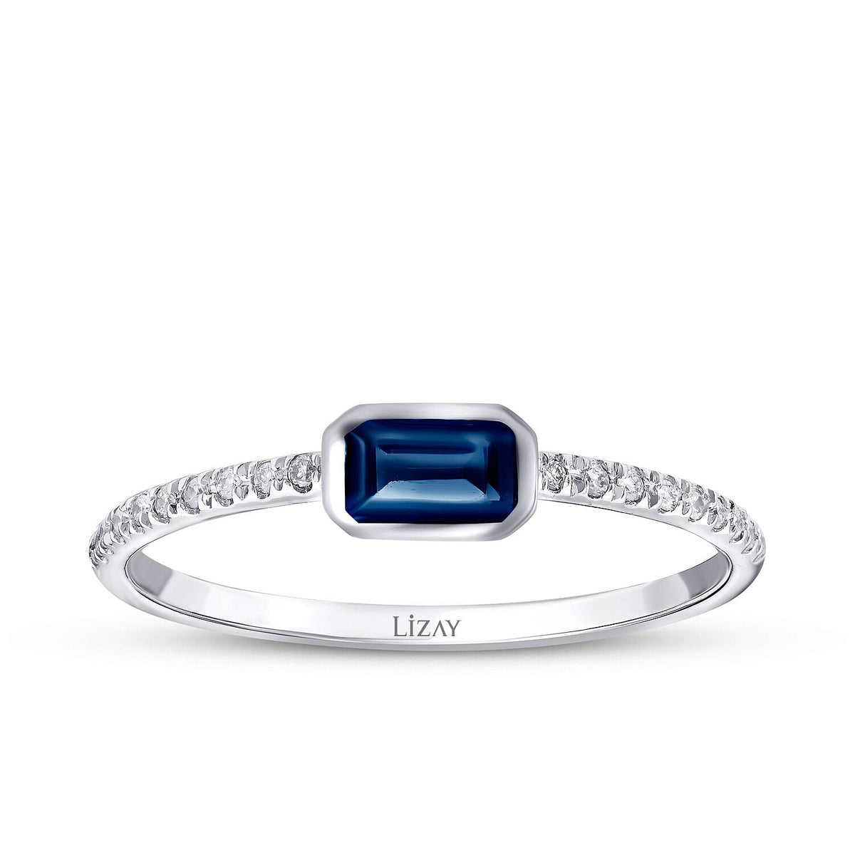 0,43 Carat Diamond Sapphire Ring