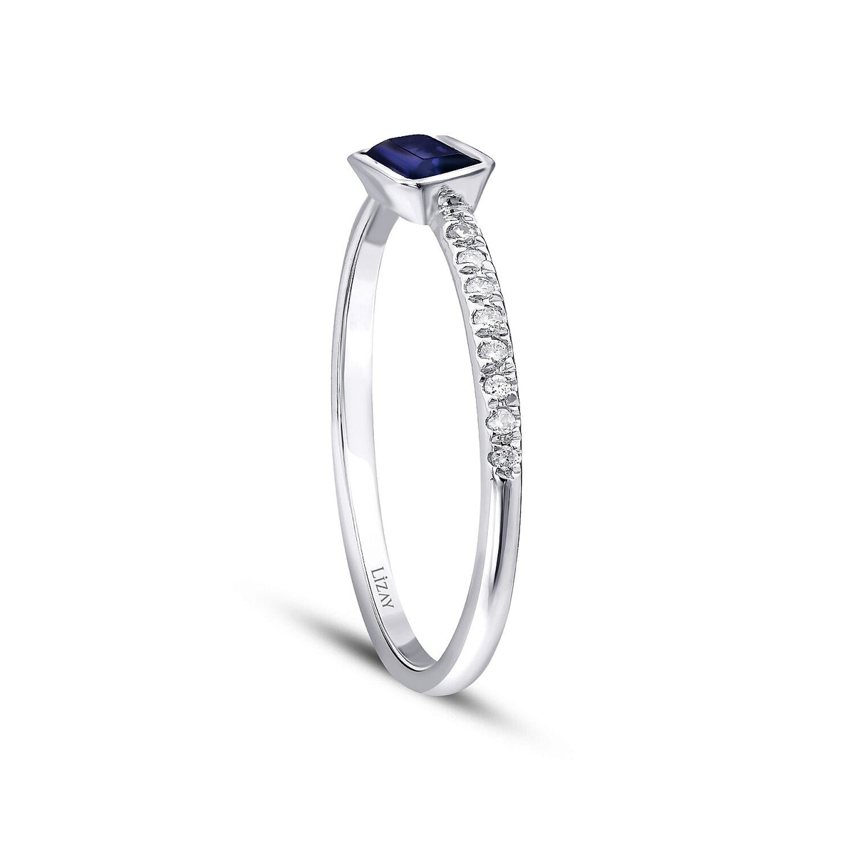 0,43 Carat Diamond Sapphire Ring