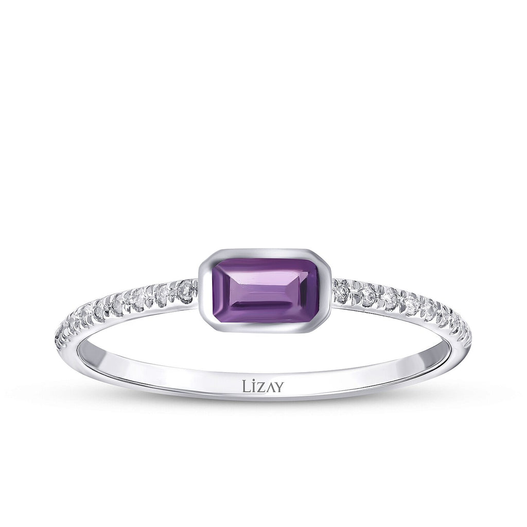 0,31 Carat Diamond Amethyst Ring