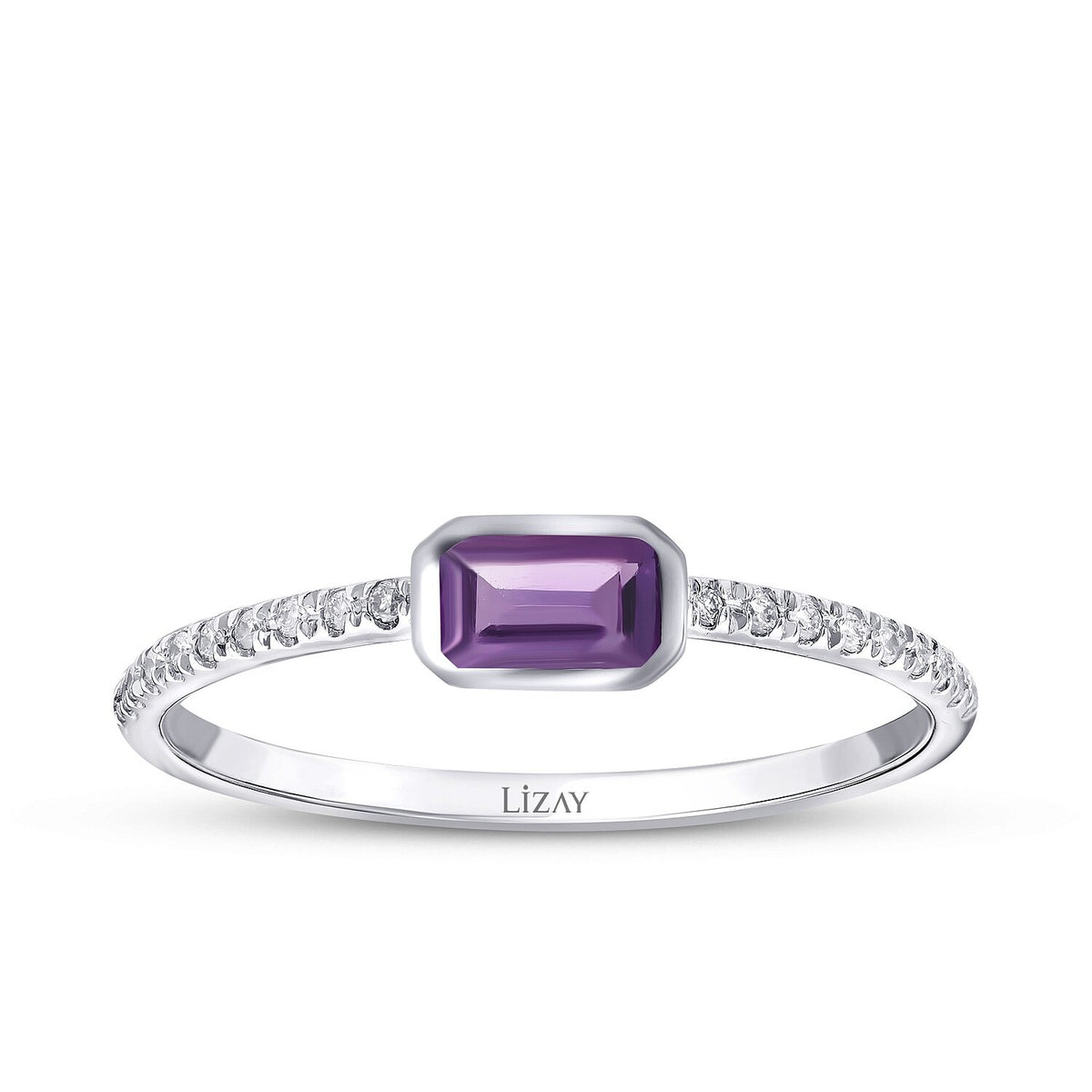 0,31 Carat Diamond Amethyst Ring