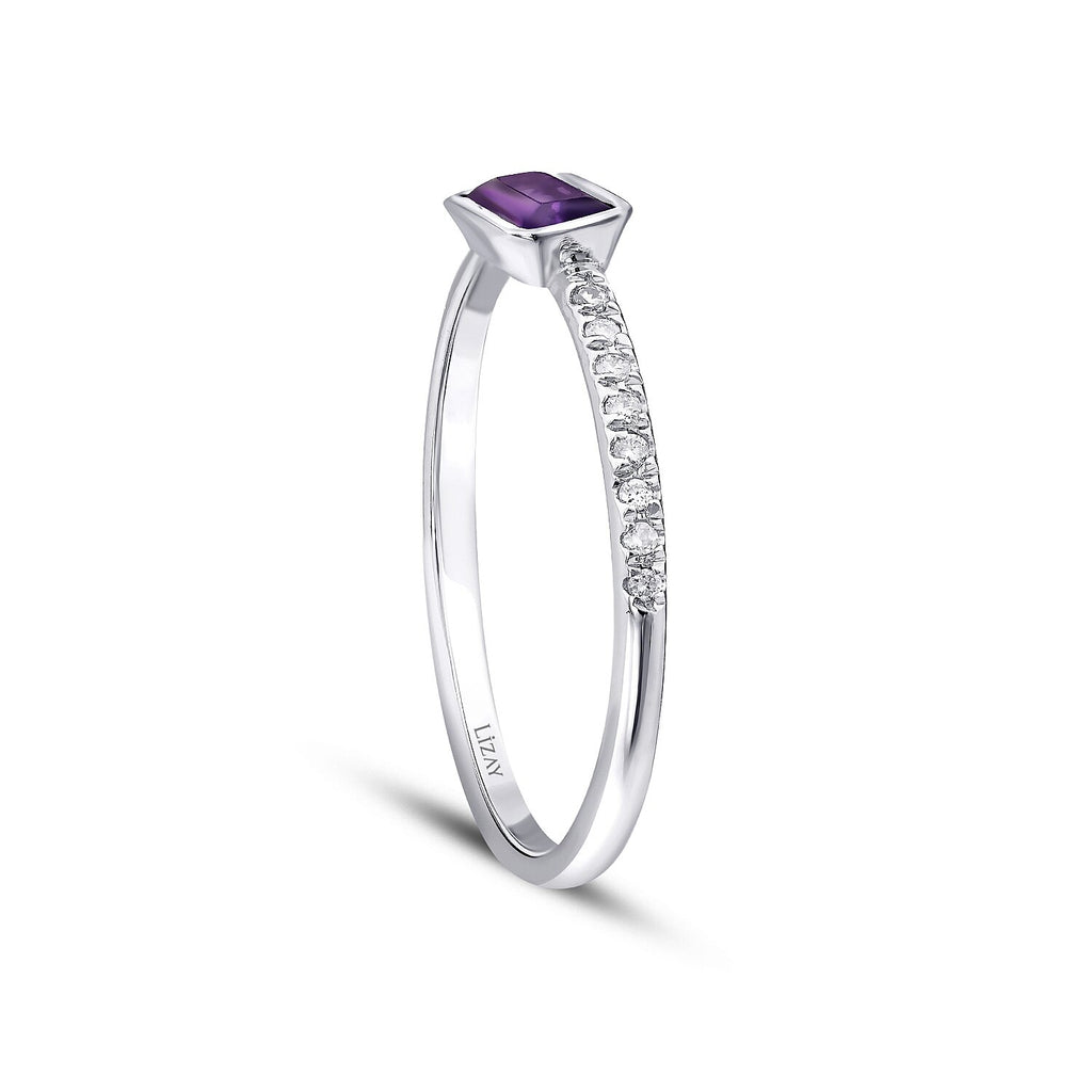 0,31 Carat Diamond Amethyst Ring