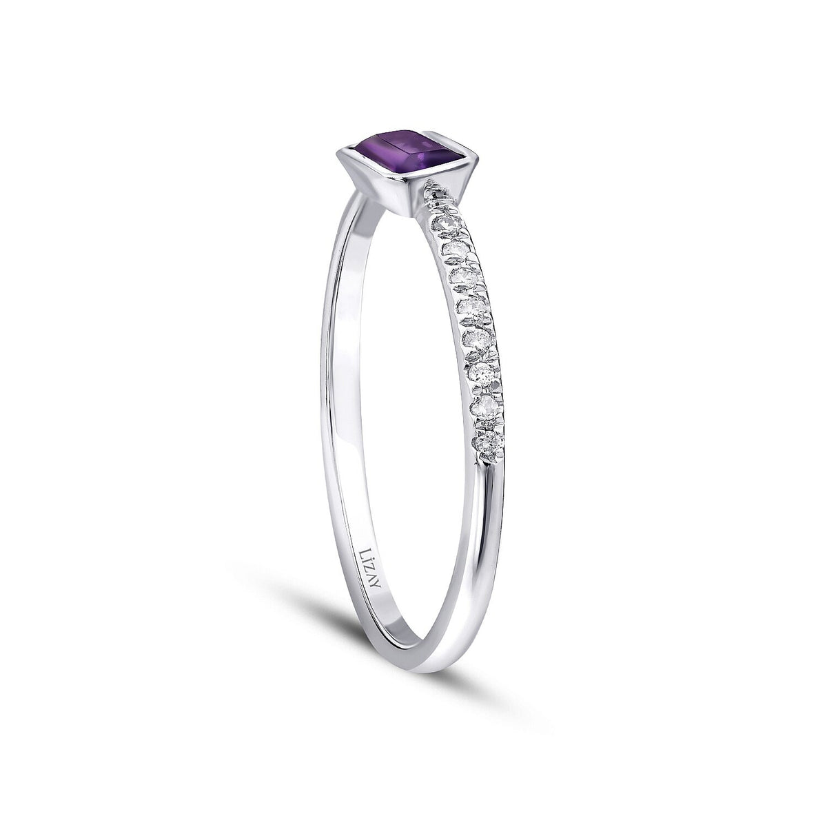 0,31 Carat Diamond Amethyst Ring