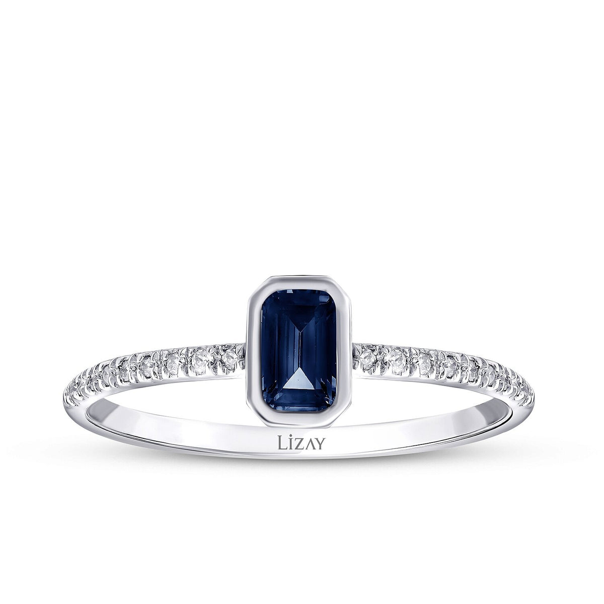 0,48 Carat Diamond Sapphire Ring