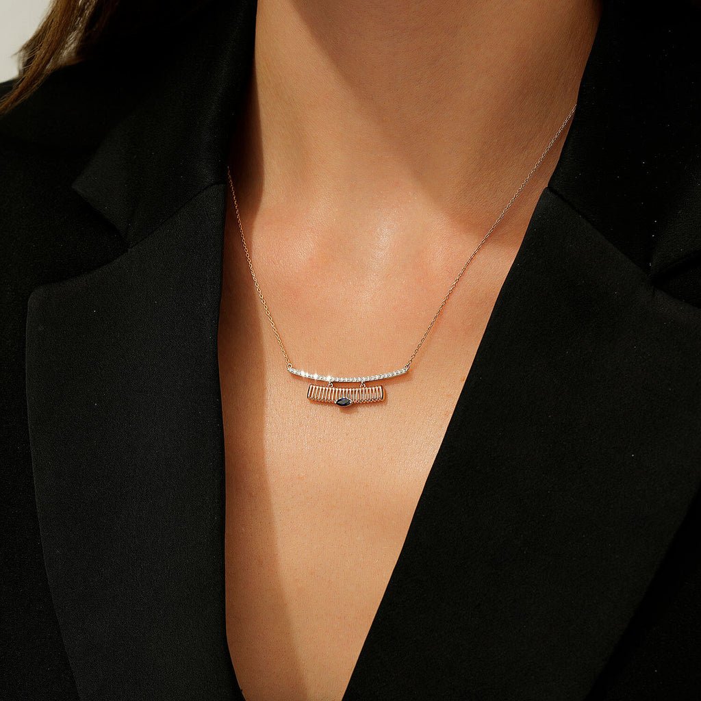 0,36 Carat Diamond Sapphire Necklace