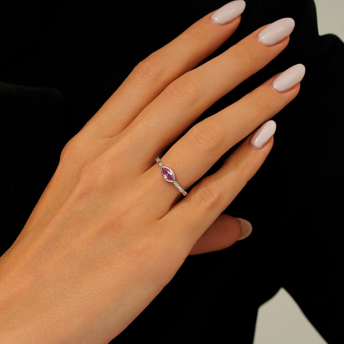 0,44 Carat Diamond Pink Sapphire Ring