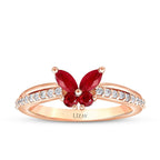 0,62 Carat Diamond Ruby Butterfly Ring