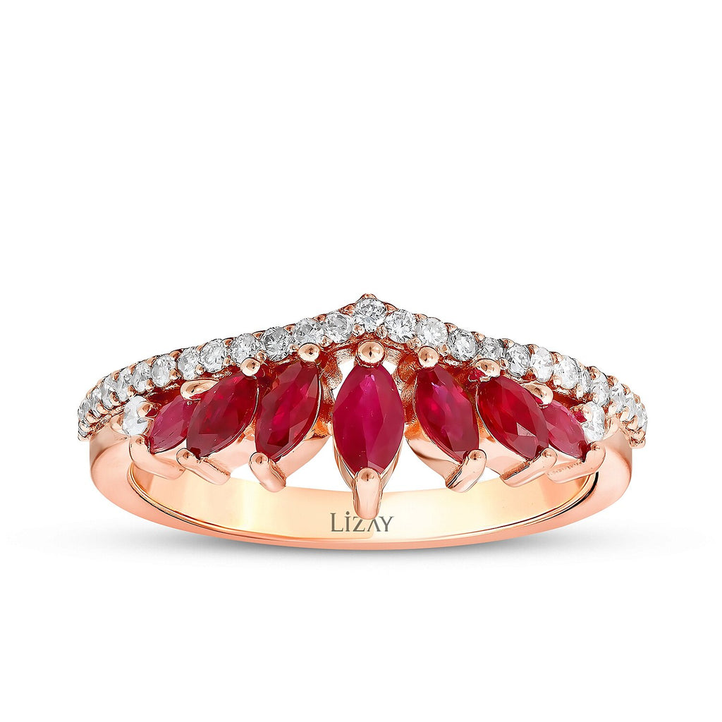 0,88 Carat Diamond Ruby Ring