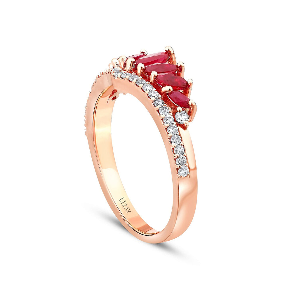 0,88 Carat Diamond Ruby Ring