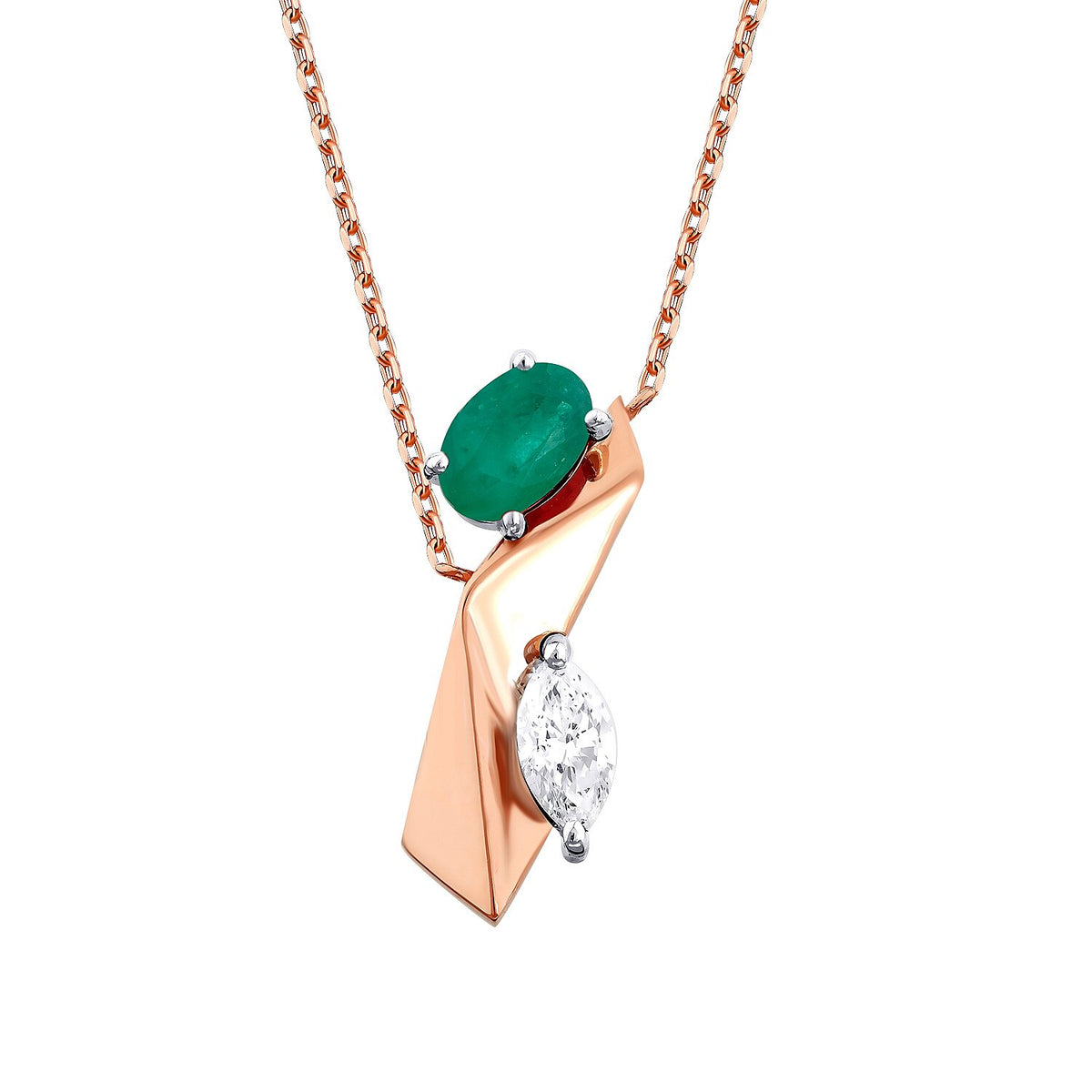 0,74 Carat Diamond Emerald Necklace