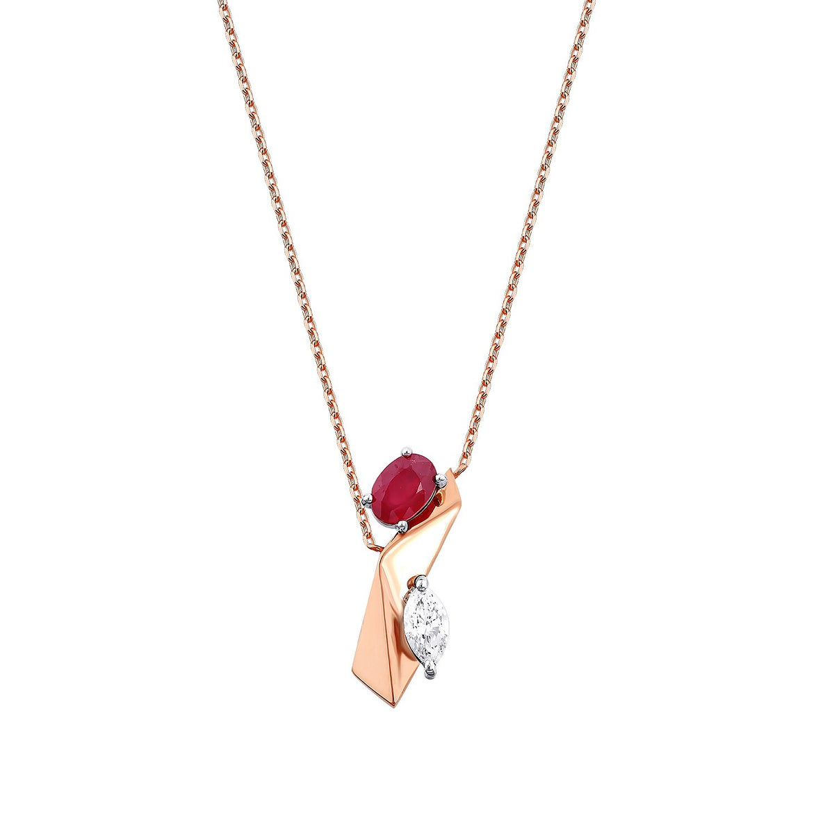 1,08 Carat Diamond Ruby Necklace
