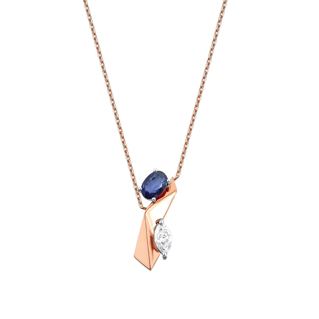 0,75 Carat Diamond Sapphire Necklace