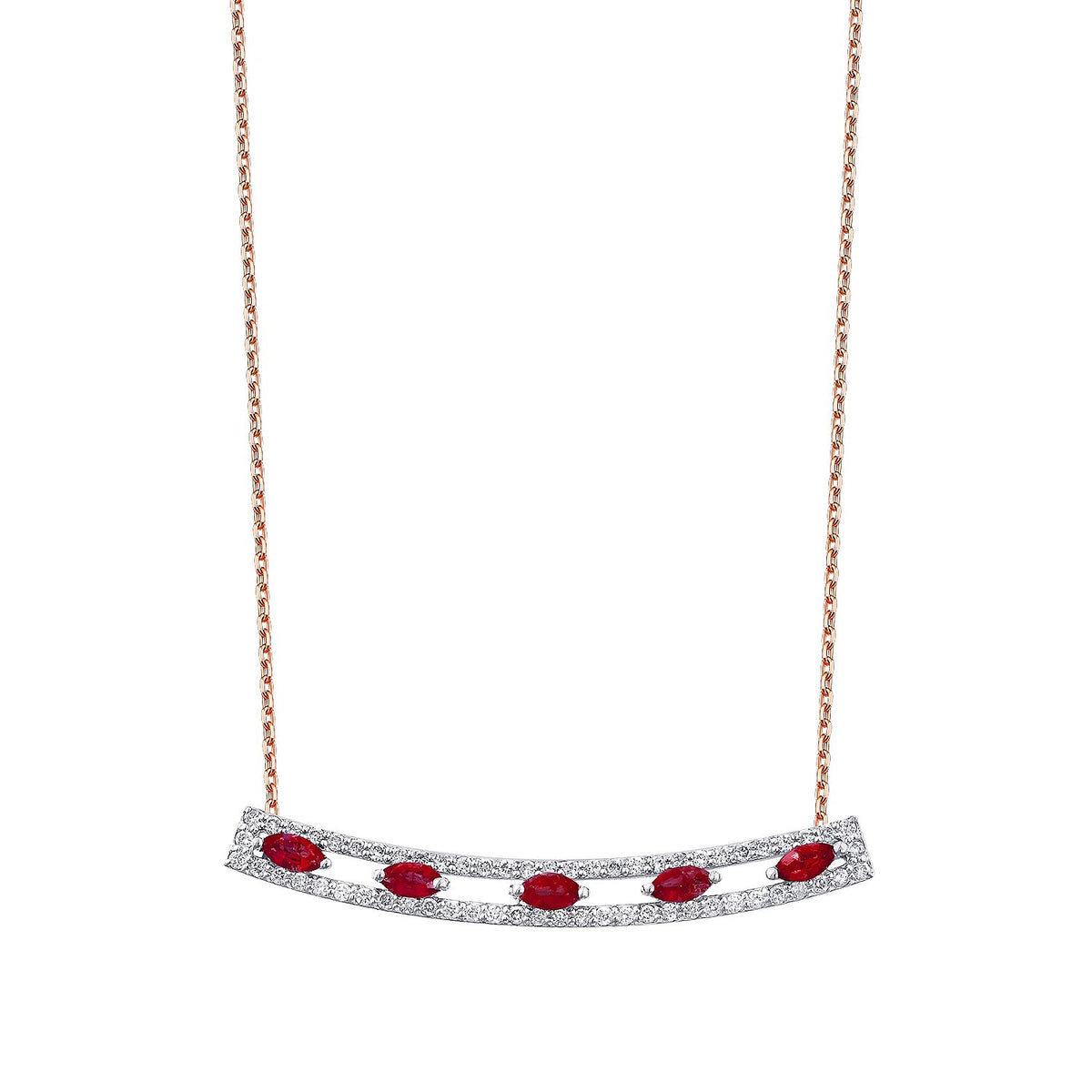 0,69 Carat Diamond Ruby Necklace