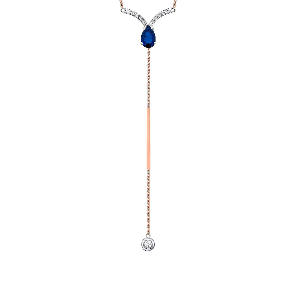 0,73 Carat Diamond Sapphire Y Necklace