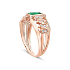 0,74 Carat Diamond Emerald Ring