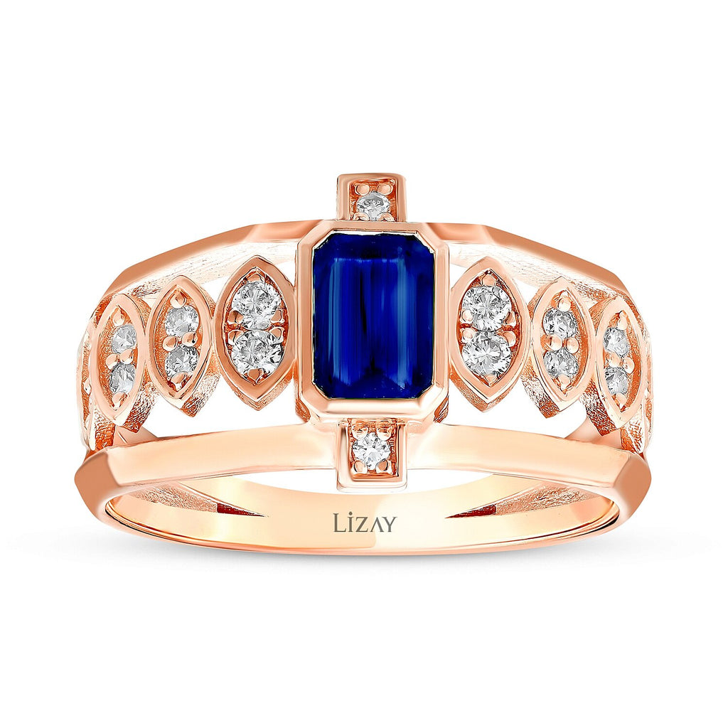 0,77 Carat Diamond Sapphire Ring