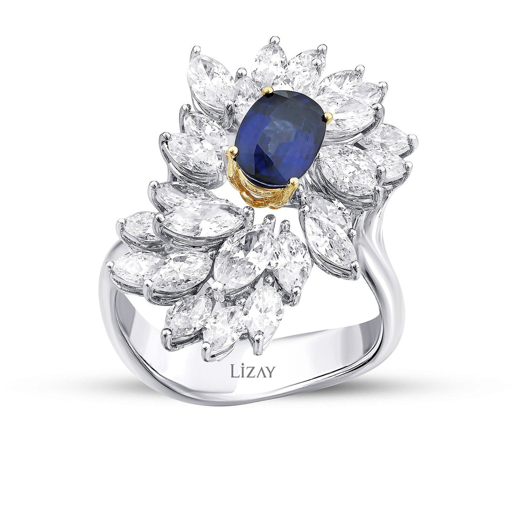 4,08 Carat Diamond Sapphire Ring