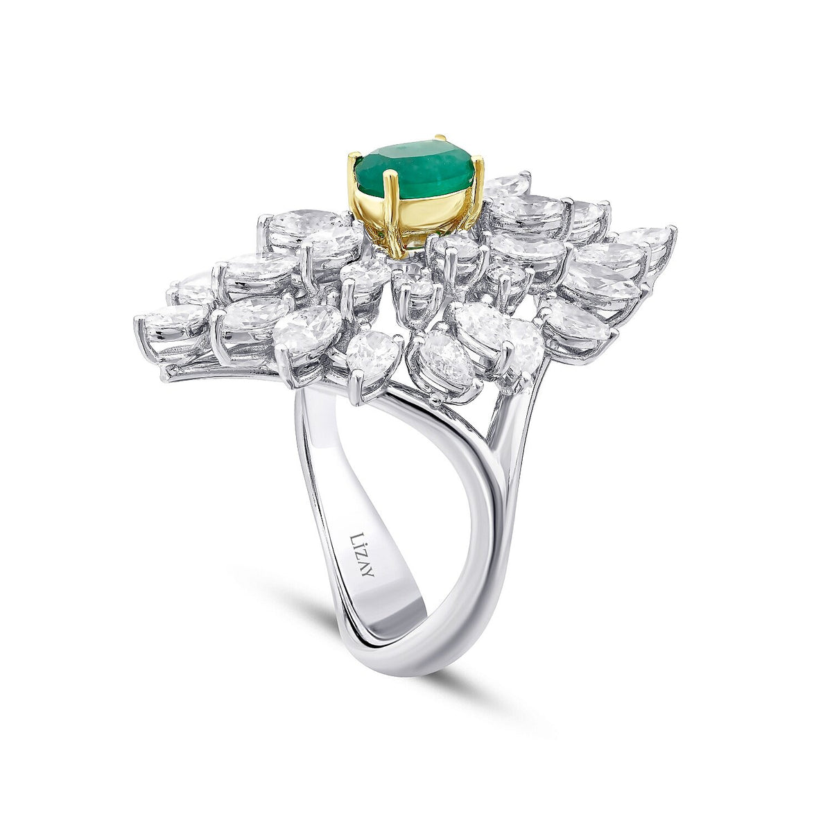 5,44 Carat Diamond Emerald Ring