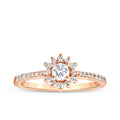 0,34 Carat Diamond Lotus Oval Solitaire Engagement Ring
