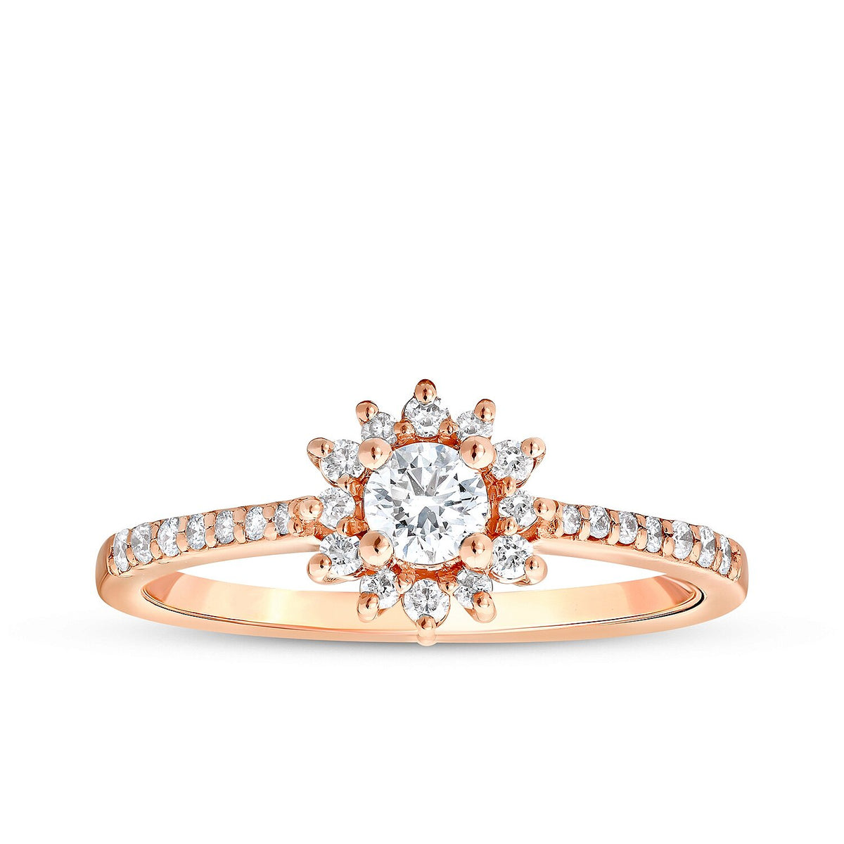 0,34 Carat Diamond Lotus Oval Solitaire Engagement Ring