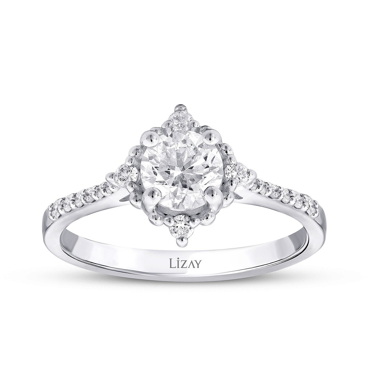 0,79 Carat Diamond Lotus Oval Solitaire Engagement Ring
