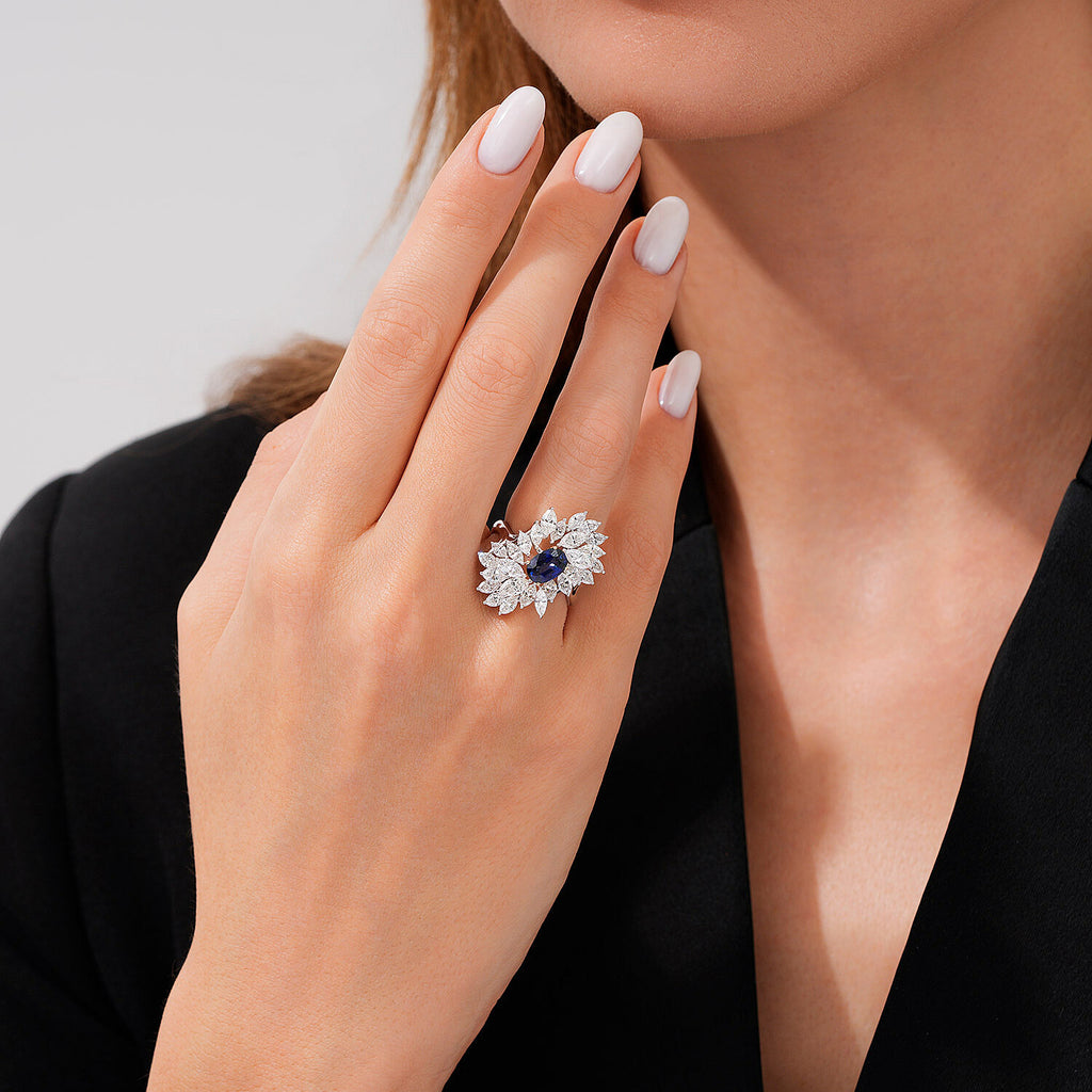 4,08 Carat Diamond Sapphire Ring