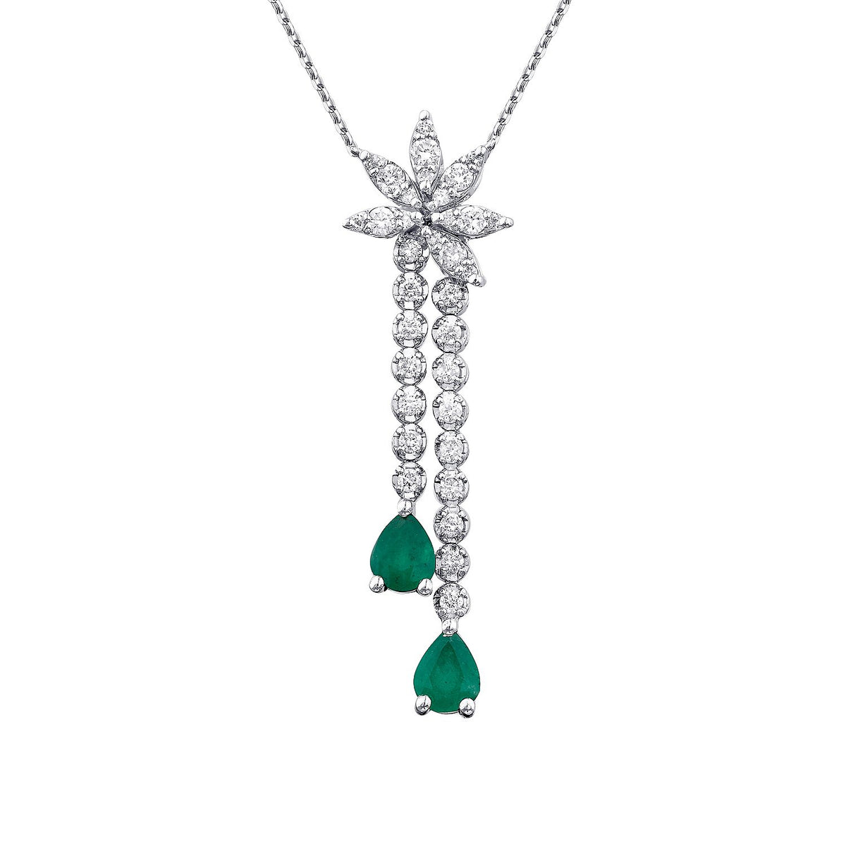 0,98 Carat Diamond Emerald Necklace