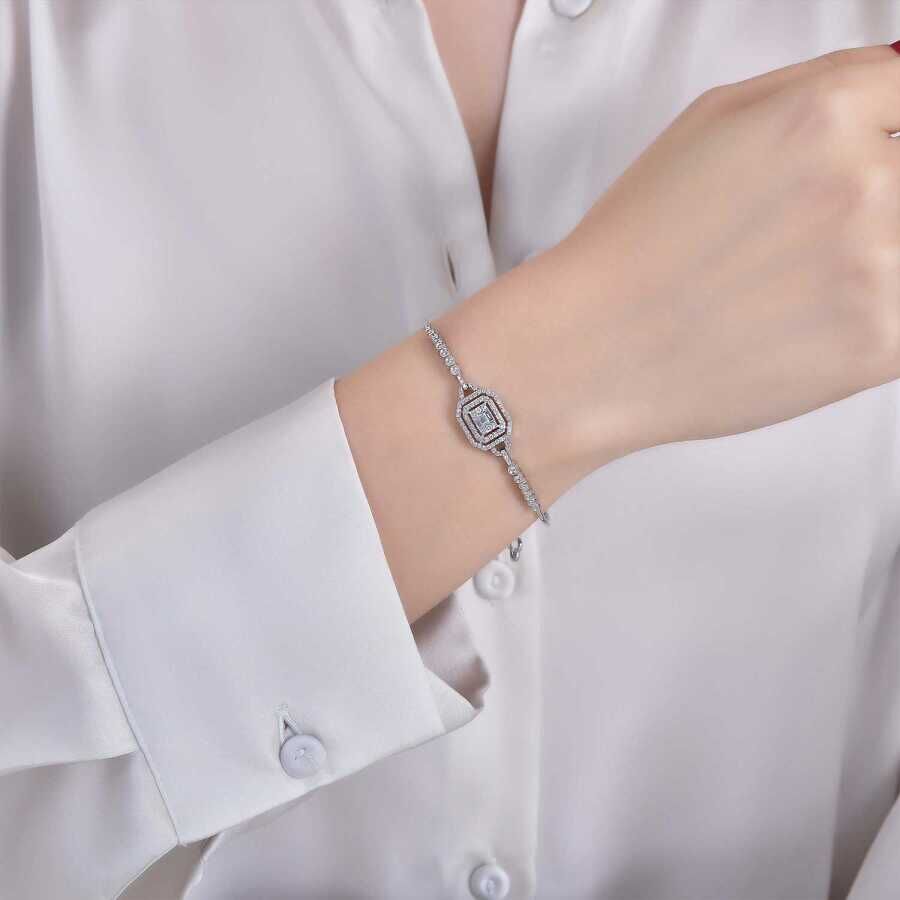 0,45 ct. Diamant Baguette Armreif