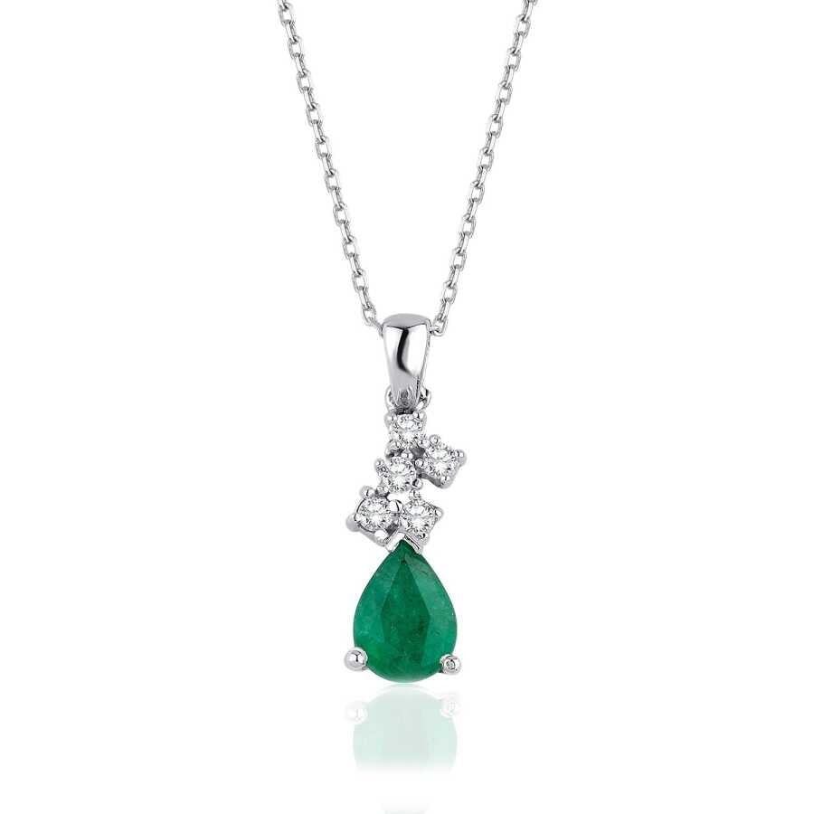 0.74 ct. Diamant Smaragd Halskette