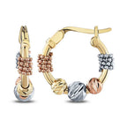 Creolen mit Kugeln in drei Farben und Wickel-Design aus Gold