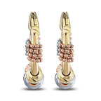 Creolen mit Kugeln in drei Farben und Wickel-Design aus Gold