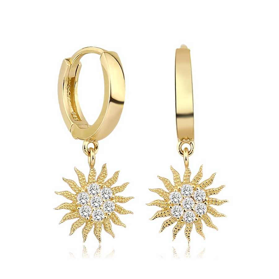 Gold Sonnen-Creolenohrring