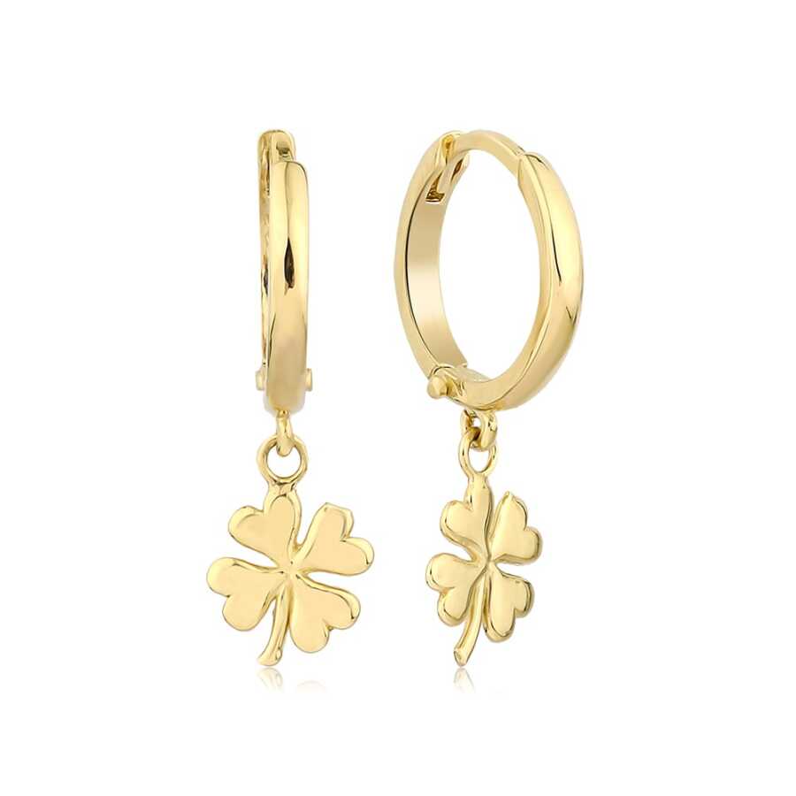Gold Kleeblatt-Creolenohrring