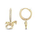 Ohrringe mit Pferdemotiv und Stein aus Gold