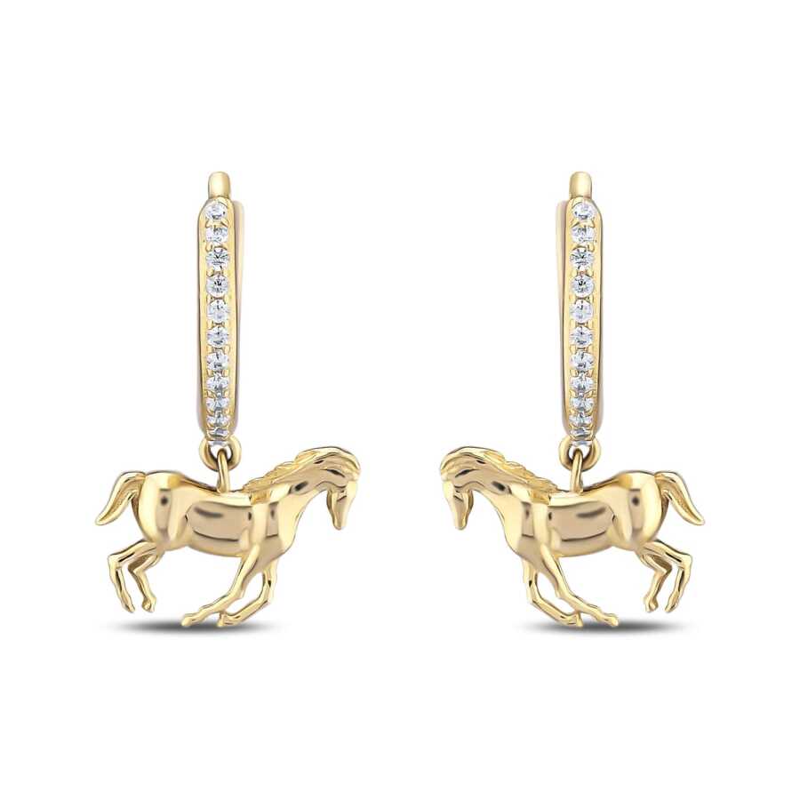 Ohrringe mit Pferdemotiv und Stein aus Gold